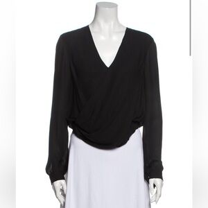 L'AGENCE Silk V-Neck Blouse